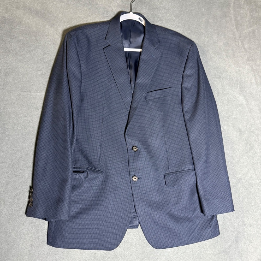Lauren Ralph Lauren Mens 43R Navy Blue Micro Check Two Button Blazer Sport Coat